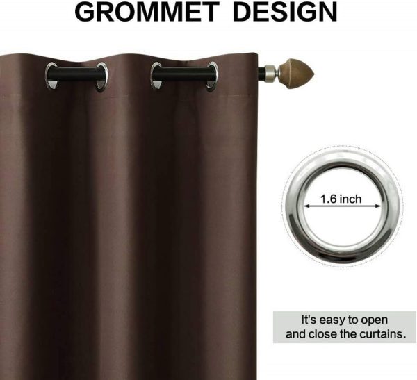 Brown Doorway Curtain Panel Room Divider Solid Blackout Curtains 78 Inch Length Grommet Drapes Room Darkening Thermal Insulated Energy Efficient Door Curtain for Closet 1 Panel 39 inch Width - Image 2
