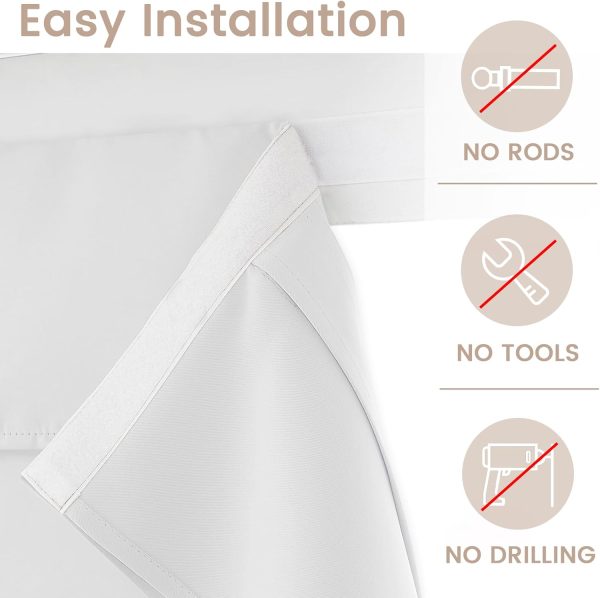 Door Curtains - Window Covering Light Filtering Tie  Thermal Insulated French Door Curtain for Glass/Patio/Sidelight, 1 Panel, W30 x L70, Greyish White - Image 2