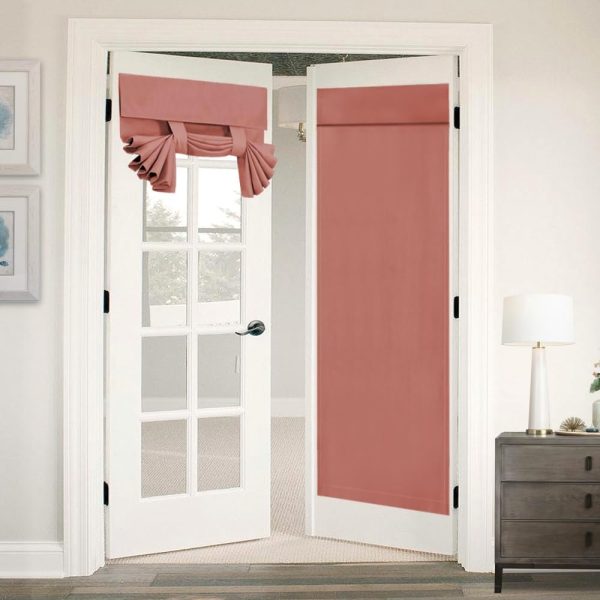 Blackout French Door Curtain Panel Blinds for French Doors Thermal Insulated Room Darkening Curtain Panel, Energy Efficient Privacy Assured, 1 Panel, 26" x 68", Coral