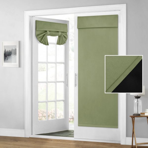 100% Blackout French Door Curtains, Privacy Door Curtains for Window, 30 X 68 Inch Room Darkening Blinds, Thermal Insulated Window Shades for Bedroom, 1 Panel, Sage Green