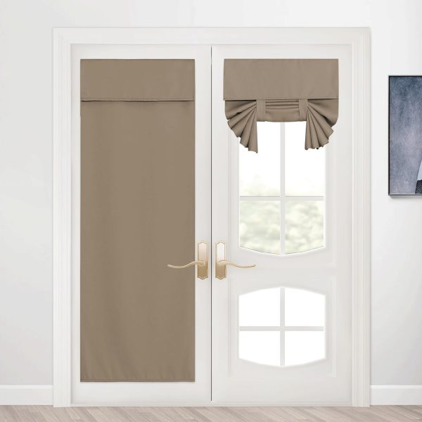 Blackout French Door Window Curtain for Glass Window, Adhesive Thick Layer Room Darkening No Coating Cover for Kitchen Front Door Pricacy, Mocha, W 26 x L 69, 1 Panel