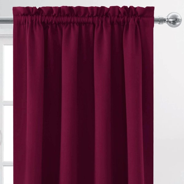 Burgundy Doorway Curtain Solid Blackout Patio Door Curtain Panel 78 Inches Length Rod Pocket Drape Room Darkening Thermal Insulated Energy Efficient Window Treatment 1 Panel W39 x L78 Inch - Image 2