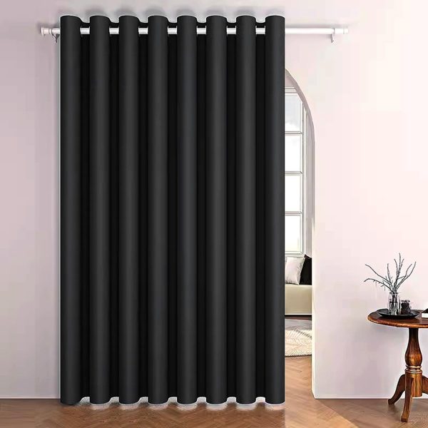 Black Doorway Curtain Solid Blackout Patio Door Curtain Panel 78 Inch Grommet Drapes Room Darkening Thermal Insulated Energy Efficient Window Treatment for Bay Window 1 Panel W106 x L78 Inch