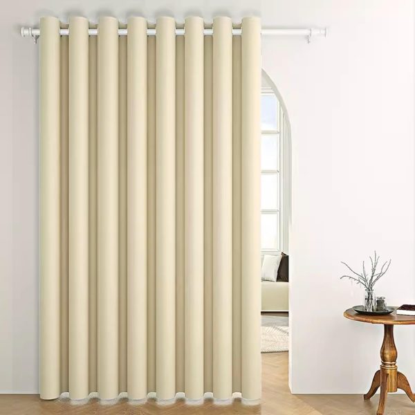 Beige Doorway Curtain Solid Blackout Patio Door Curtain Panel 78 Inch Grommet Drapes Semi Room Darkening Window Treatment for Bay Window 1 Panel W106 x L78 Inch