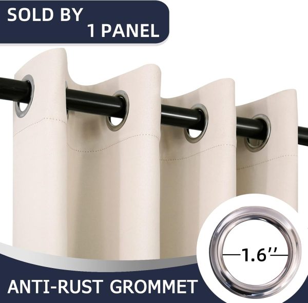 Insulated Thermal Door Curtain - 96 Inch Length Blackout Room Divider for Bedroom, Sliding Closet Door Cover, W42 X L96, Beige - Image 2