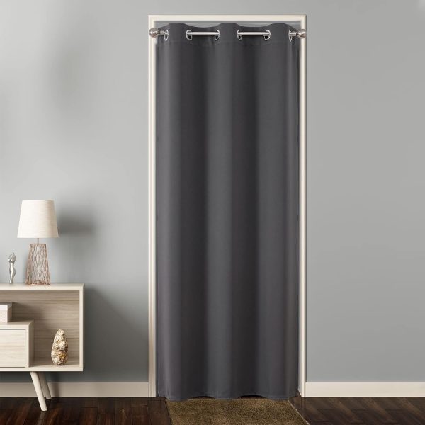 Door Curtain for Closet Doors 78 Inches Long 1 Panel, Blackout Doorway Curtain for Open Closet Bedroom, Room Divider for Privacy (Grey, 40Wx78L)