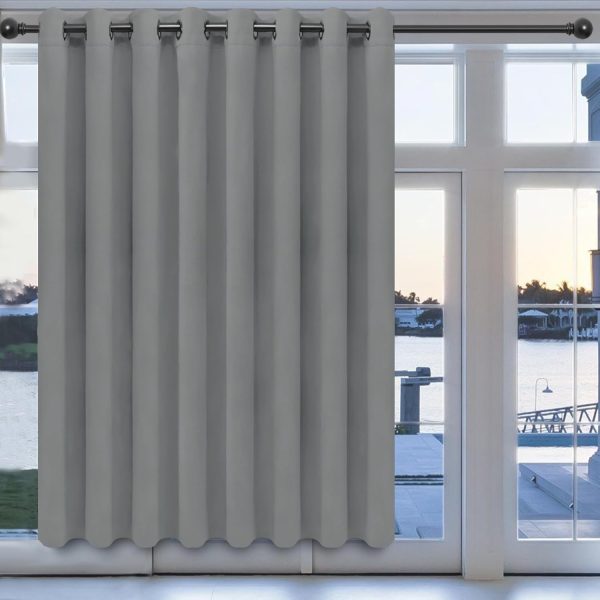 Blackout Door Curtains for Bedroom, Solid Thermal Insulated Grommet and Noise Reduction Window Drapes, Room Darkening Curtains for Living Room, 1 Panel (100x84 in, Light Gray)
