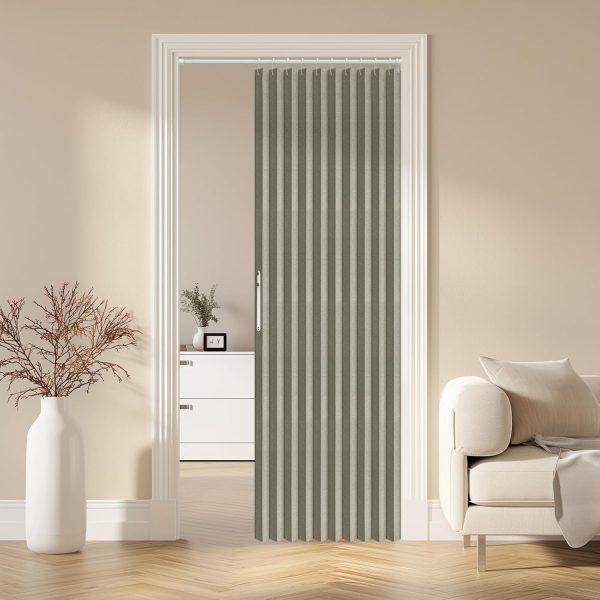 100% Blackout Magnetic Door Curtain Folding Door Accordion Door Closet Door Curtain Invisible Applicable Bedroom Room Living Room Doorway （Grey 42" W x 78" L 1 Panel