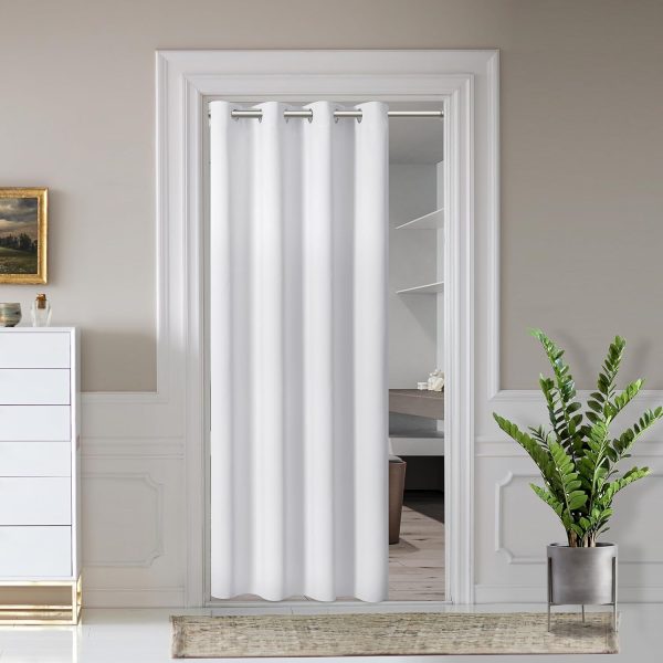 Door Curtains for Doorway Privacy, White Grommet Closet Curtains for Bedroom, Door Window Curtain, Light Blocking Thermal Insulation Drapes for Living Room Set of 1 Panels, 25" W x 40" L