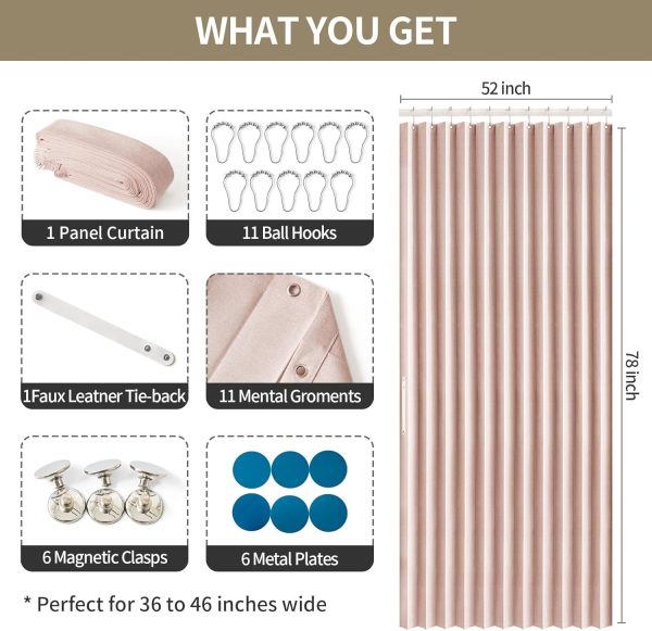 Accordion Style Magnetic Door Curtain for Closet Pleated Folding Doorway Curtain Accordion Door Interior Room Divider Bedroom Bathroom Living Room (52x78,Baby nk) - Image 2