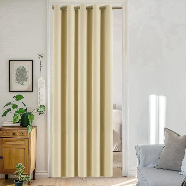 Beige Doorway Curtain Solid Blackout Patio Door Panel 78 Inch Grommet Drapes Room Darkening Thermal Insulated Energy Efficient Window Treatment for Bay 1 W59 x L78 59 in (W L)
