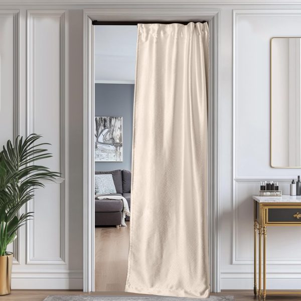 Blackout Door Curtain for Closet Doors Room Divider Curtains for Front/Sliding Door/Closet/Patio,Black Backing（Beige,W 2.8 × H 8 FT,1 Panel）