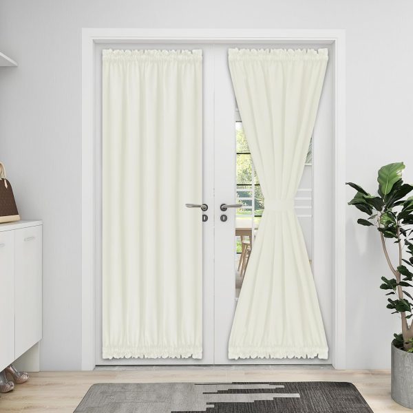 Blackout Door Curtains, Rod Pocket Privacy Light Filtering Sidelight Curtains for French Door, 1 Panel, 52x72 inch, Ivory