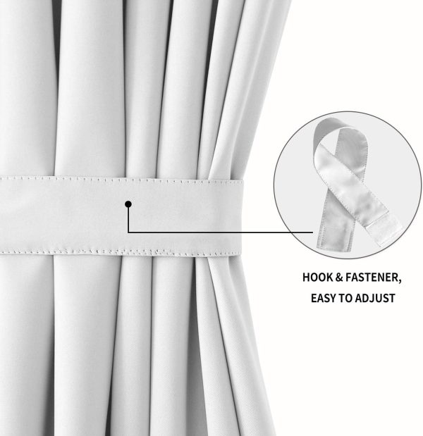 French Door Curtains – Rod Pocket Thermal Blackout Curtain for Doors with Glass Window, Kitchen and Patio Doors for Privacy, 25 X 72 Inches Long, 1 Curtain Panel with Tieback, Greyish White - Image 2