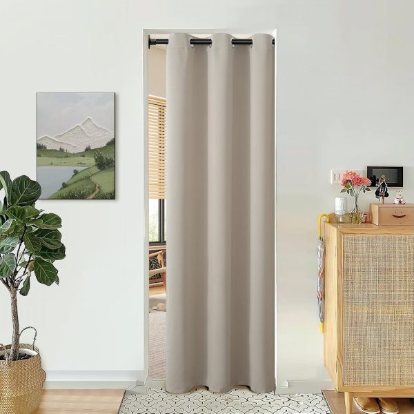 Camel Door Curtain 80 Inch Length for Doorway, Bedroom Closet Curtain, Privacy Thermal Insulated Blackout Grommet Room Divider for Room Separation, 1 Panel, 34 Inch Wide