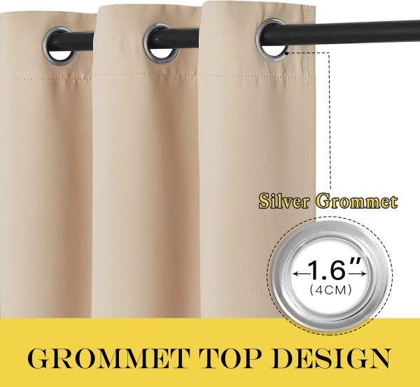 Extra Wide Patio Door Curtain - Energy Smart & Noise Reducing Grommet Thermal Insulated Wide Width Drapes, Sliding Door Curtain for Guestroom(Biscotti Beige, W100 x L84) - Image 2