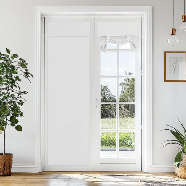 Door Curtains - Window Covering Light Filtering Tie  Thermal Insulated French Door Curtain for Glass/Patio/Sidelight, 1 Panel, W30 x L70, Greyish White