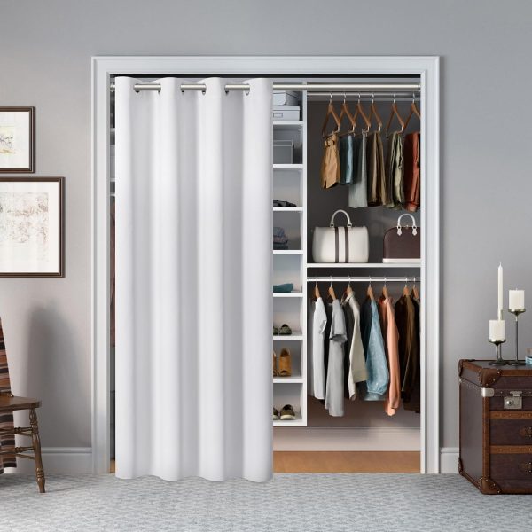 Door Curtains for Doorway Privacy, White Grommet Closet Curtains for Bedroom, Door Window Curtain, Light Blocking Thermal Insulation Drapes for Living Room Set of 1 Panels, 25" W x 40" L - Image 2